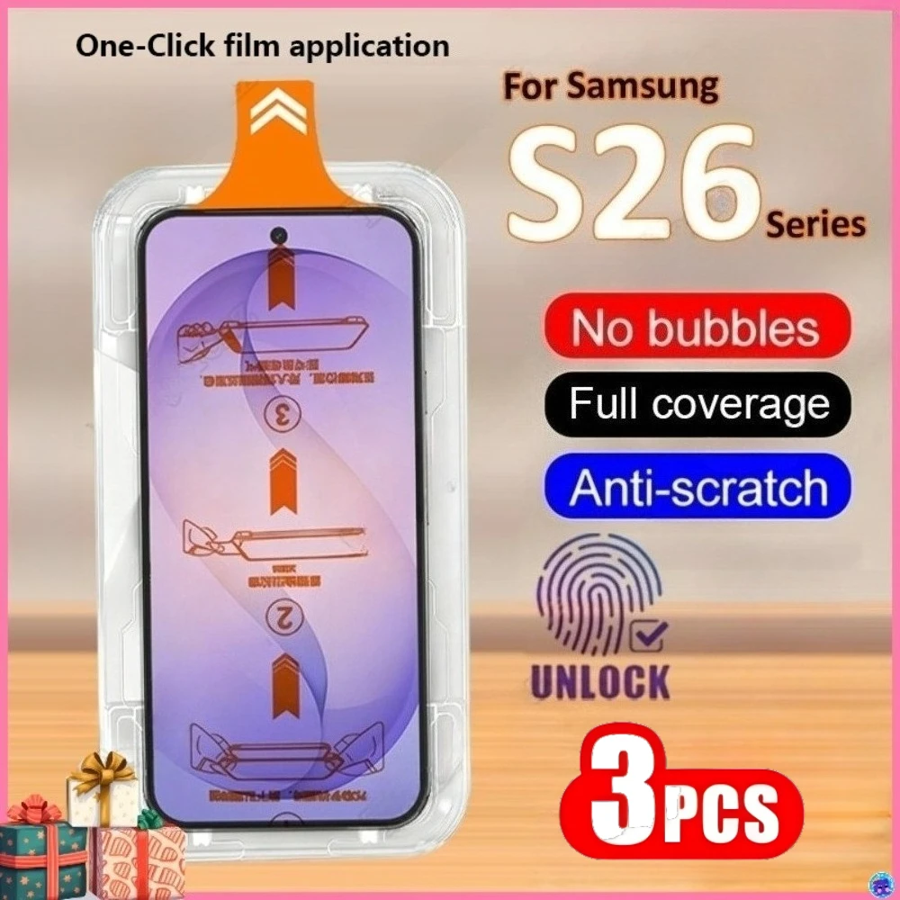 3 Stück Ultra HD Vollbild-Displayschutzfolie für Samsung Galaxy S26 S25 S24 Ultra S23 S22 S21 Plus S25 S24 S23 FE Einfache Installation Glas