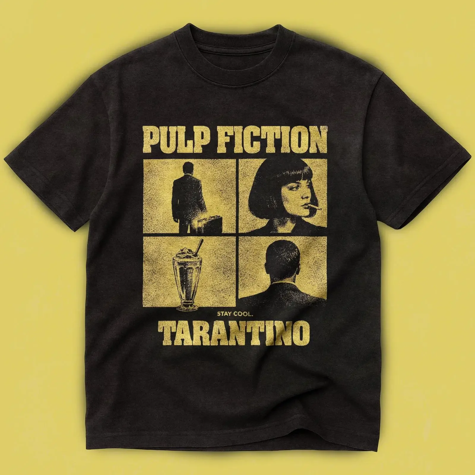 パルプ・フィクション-ヴィンテージ-ブートレッグ-tシャツ-タランティーノ映画ポスター-ヴィンテージ-ウォッシュド-ソフト-デザイナー服-オム-スタイリッシュ-グラフィック-多用途