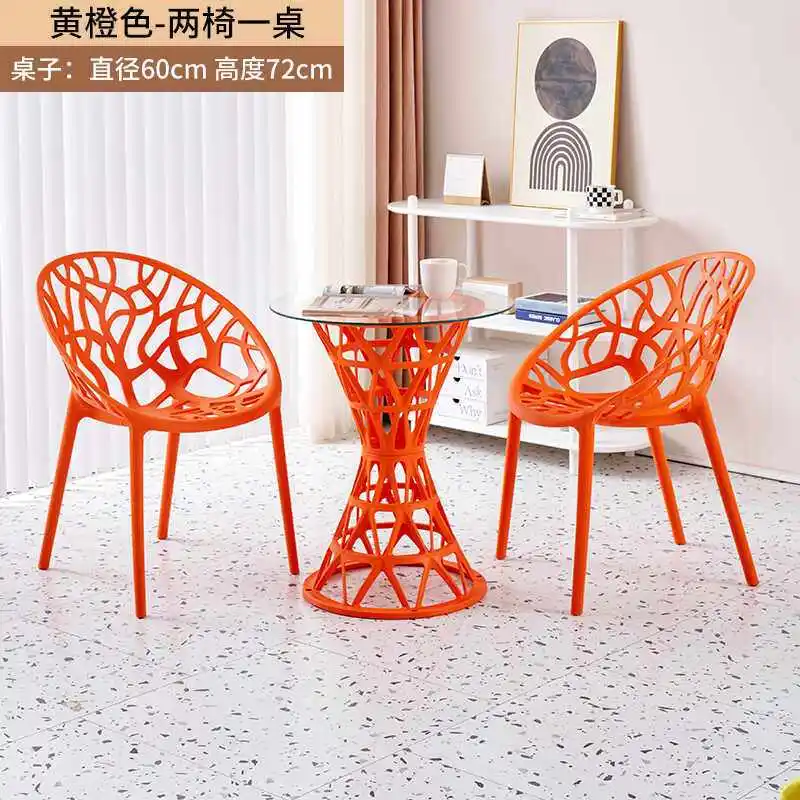 Simple and modern Nordic backrest home dining chair adult balcony outdoor leisure courtyard negotiation one table and two chairs