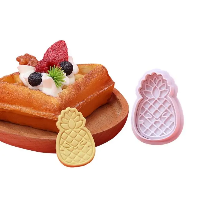 Cute Pineapple Clay Cutters Set 5Pcs for Summer Cake Decoration Reusable Plastic Molds DIY Fondant Baking Tool Set