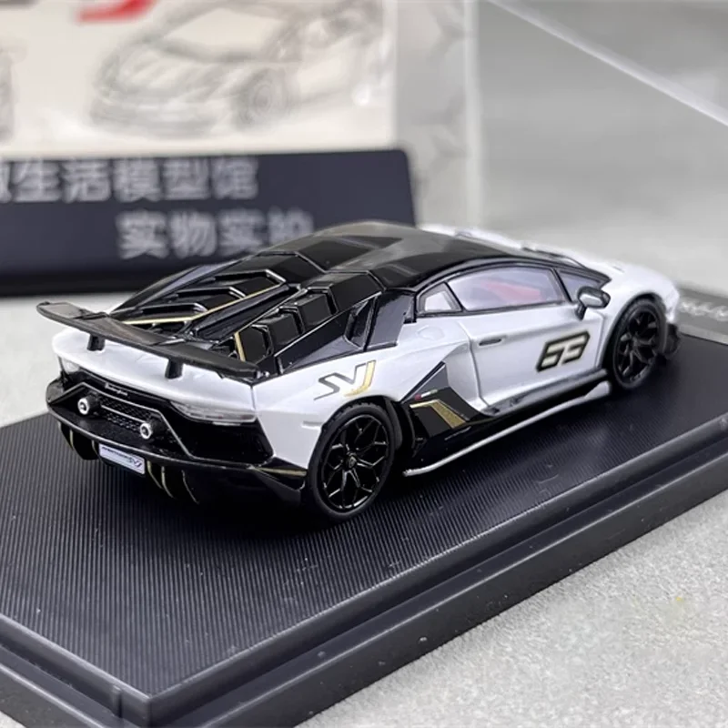 RM 1/64 Lamborghini Aventador LP770-4 SVJ # 63 ของเล่นโลหะผสมมอเตอร์โมเดลโลหะDiecastของขวัญ