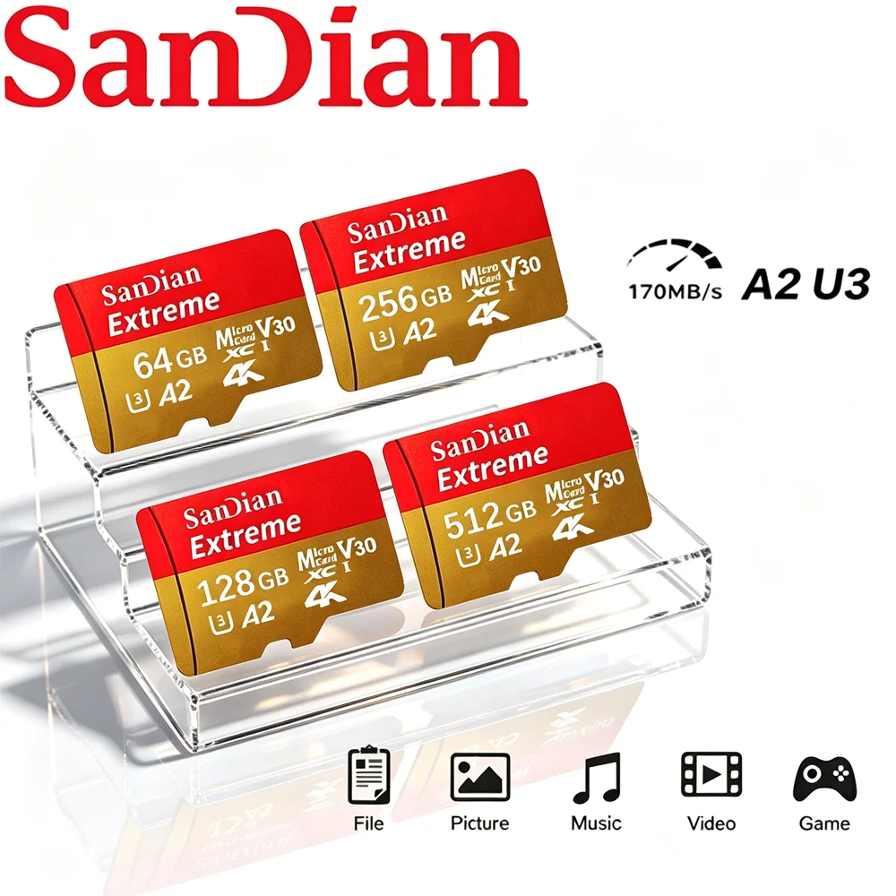Micro TF SD 64GB 128GB 256GB SD Card Memory Card U3 V30 A2 Class 10 High Speed Hot Sale For GoPro Hero DJI Action Camera 4K