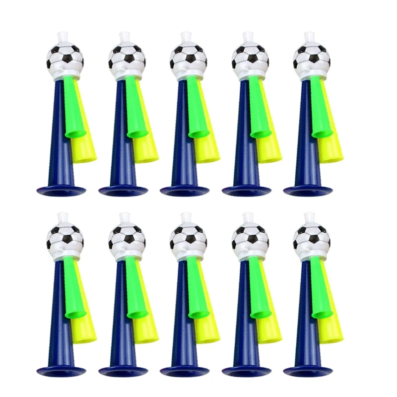 10Pcs Sports Game Trumpet Toys Three Tone Vuvuzela Stadium Horns Soccer Fans Noise Maker Cheering Props for Football