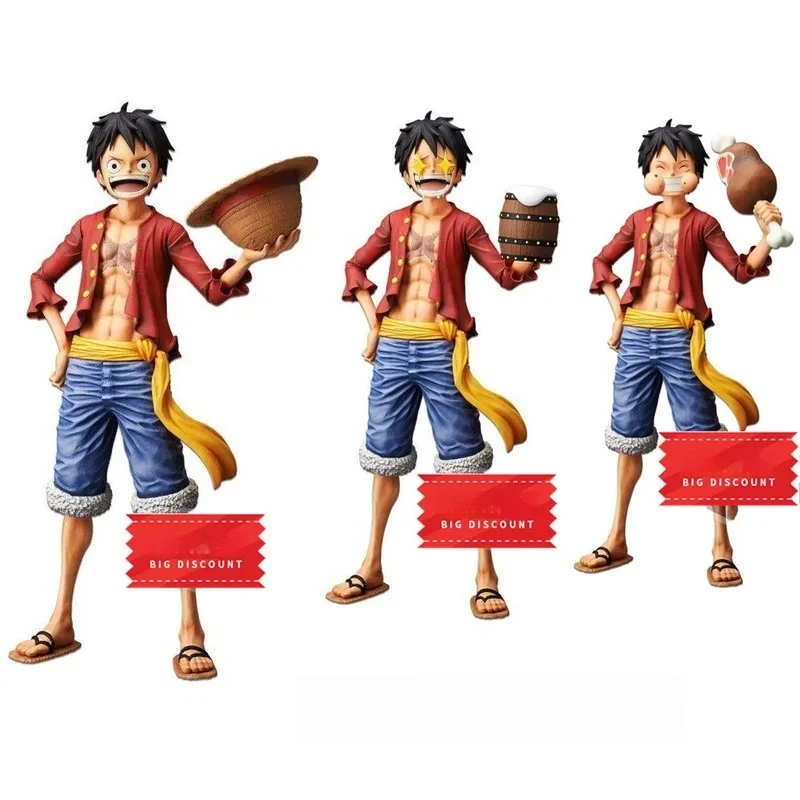 One Piece Anime Action Luffy, trois formes, yeux étoilés, pièces de rechange mangeant de la viande, figurine en PVC, objets de collection, jouets de loisirs, 28cm