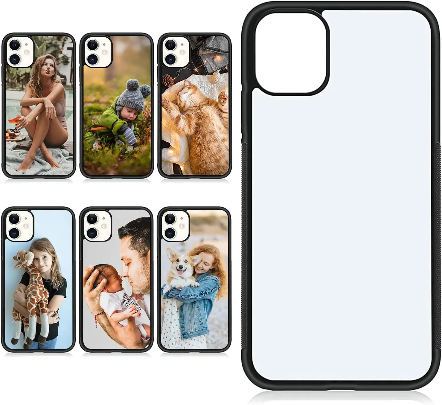 5pcs sublimation blank phone case TPU+PC compatible with iphone 16 16 pro 11 12 13 14 15 pro max anti scratch shockproof