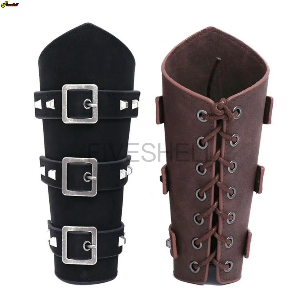 Medieval Prop Nordic Men  Arm Bracers Punk Vintage Retro Armband Medieval PU Leather Arm Guards Cosplay Costume Accessories