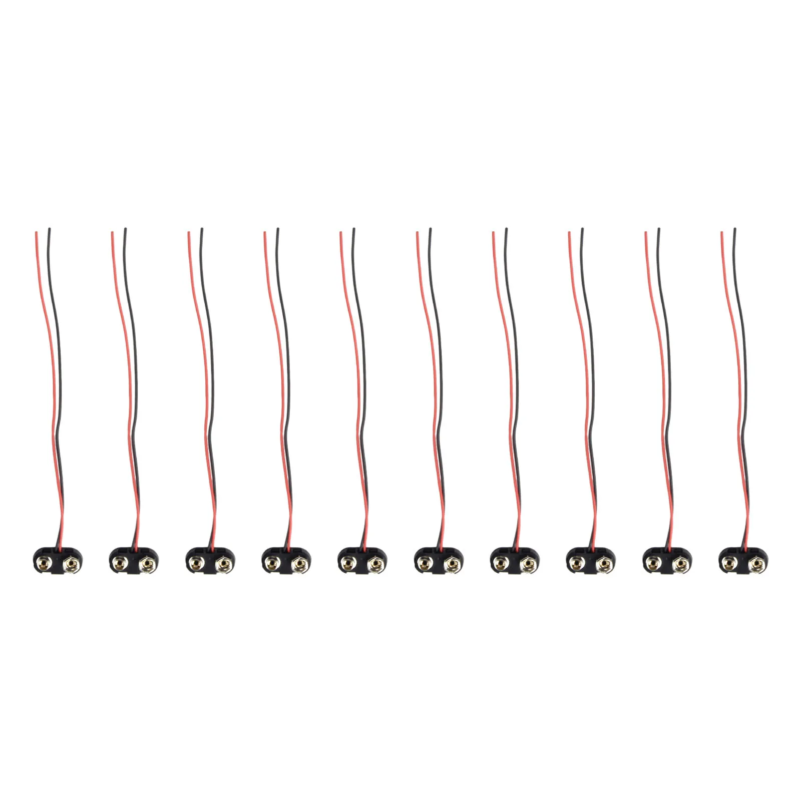 20 Pack T Shaped 9V Battery Connector with Cable for 9V Battery Power Transfer Hard Shell Housing Compatibility