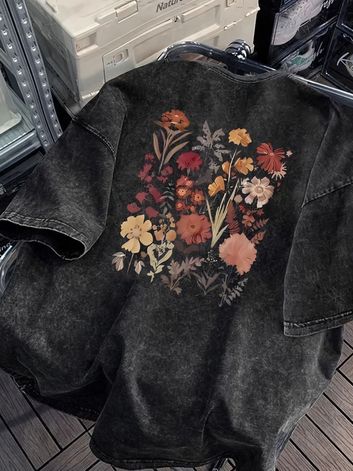Summer Washed Men's 100% Cotton T Shirt Fashionable Floral Pattern Printing Street Fashion Style Suitable Casual Outings