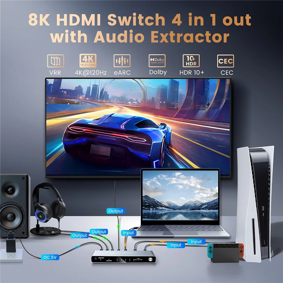 Navceker 4K 240 Гц HDMI 2.1 пе – обзор и цена Optical Audio Hdmi Earc Extractor