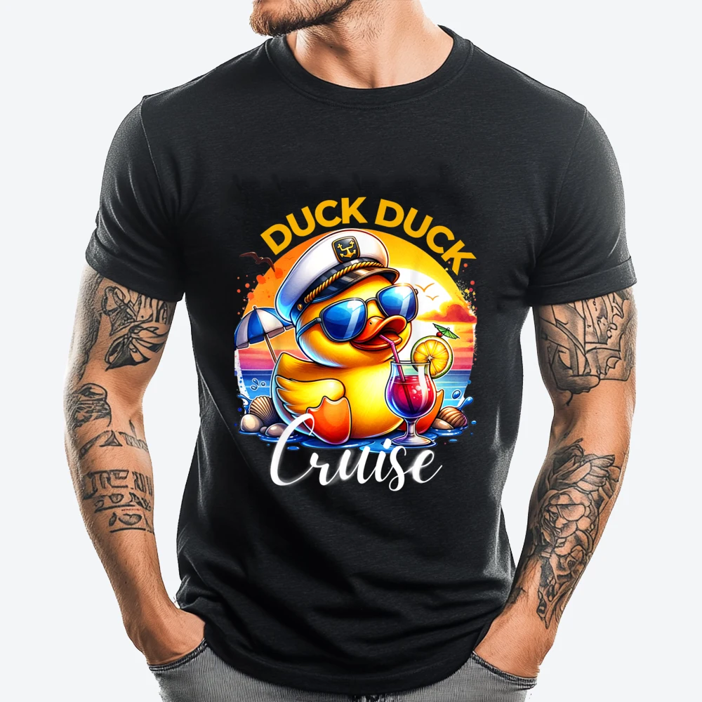 

Duck Duck Cruise Funny Family Cruising Matching Group Graphic Shirts Men Fashionable and Trendy T Shirts For Men Leisure