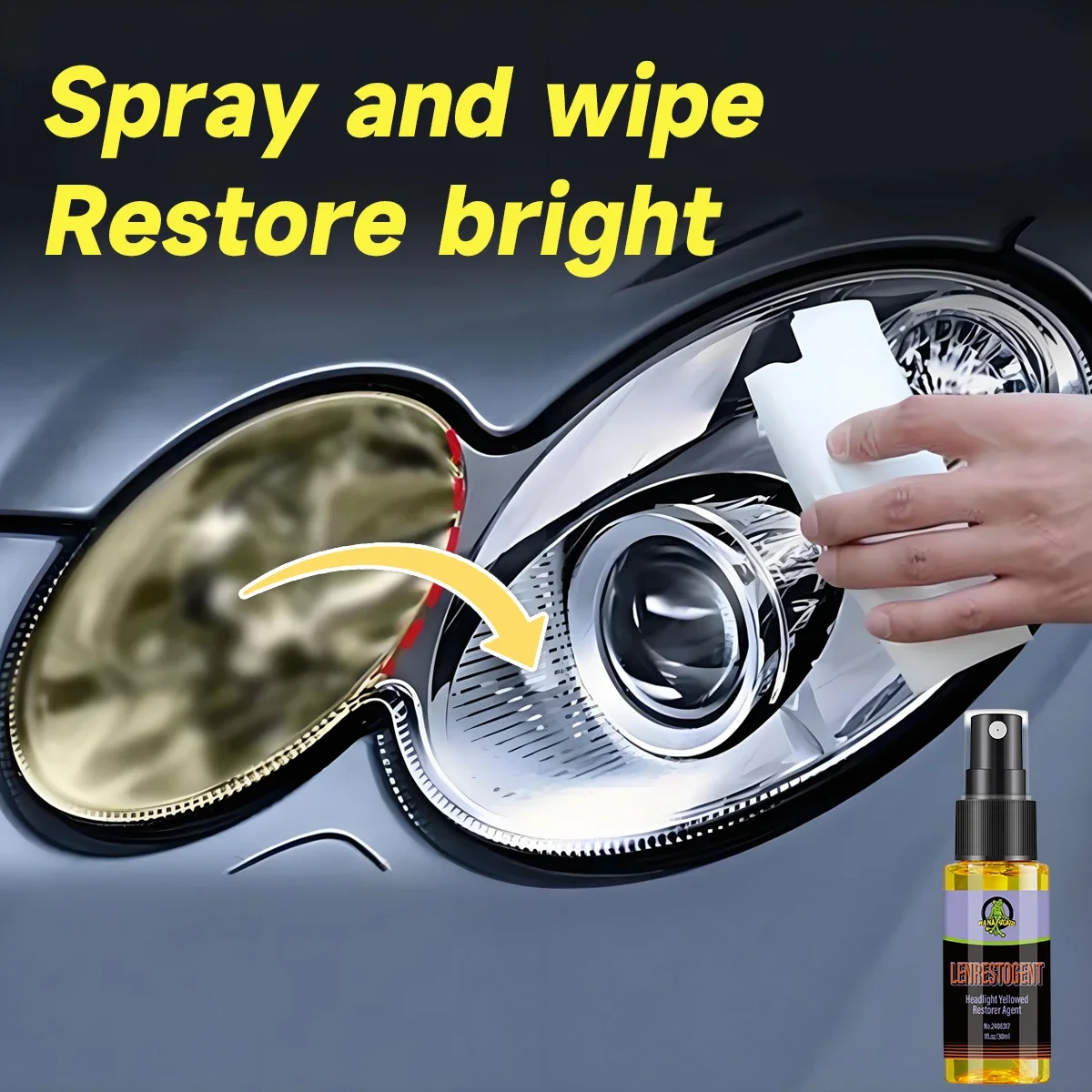 Car Headlight Restoration Polishing Headlamp Repair Cleaning Spray Remove Oxidation Yellowed Cloudy Dull Polish Liquid RG317