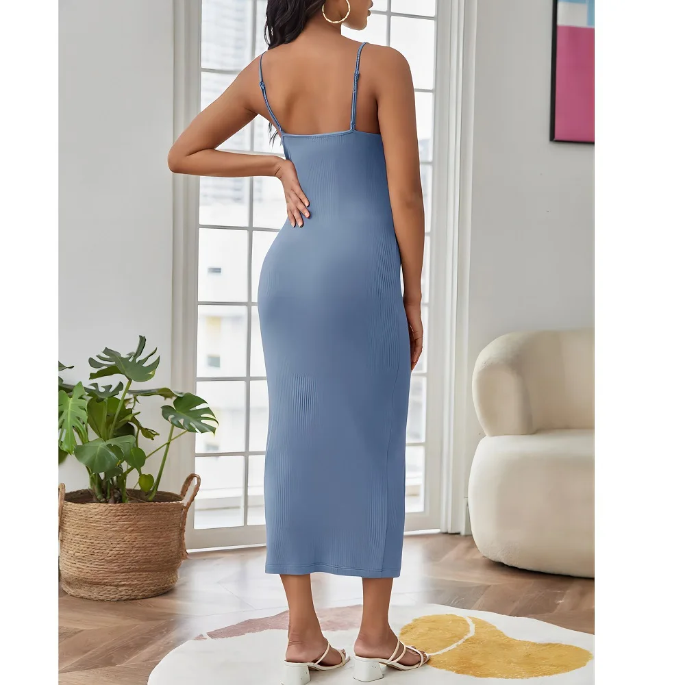 European and American Fashion Sexy Hem Slit Pregnant Button Camisole Dress Summer Hot Slim A Line Sling Dress 24ss Y2k Pregnancy