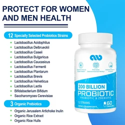 200 billion Cfus 12 probiotics - containing 3 prebiotics, supporting immunity, intestinal digestion health, shelf stability