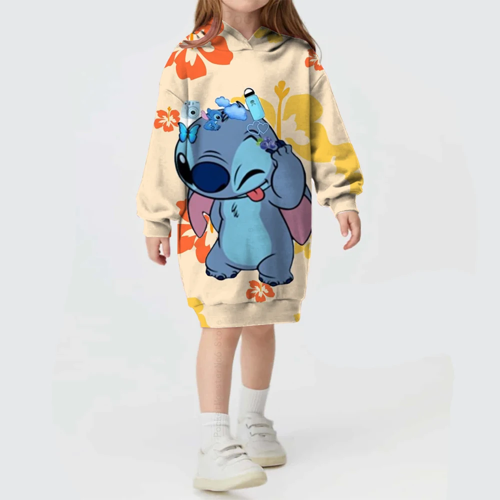 Autumn and winter Disney Stitch sweater hooded dress 2024 hot selling Stitch pattern simple cute fashion hoodie