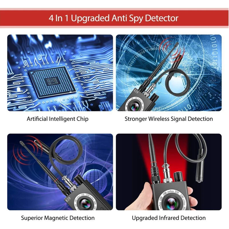 K19 ترقية إشارة RF كاميرا خفية كاشف مكافحة التجسس صريح الثقب مايكرو كام مسح المغناطيسي لتحديد المواقع محدد GSM سر علة مكتشف