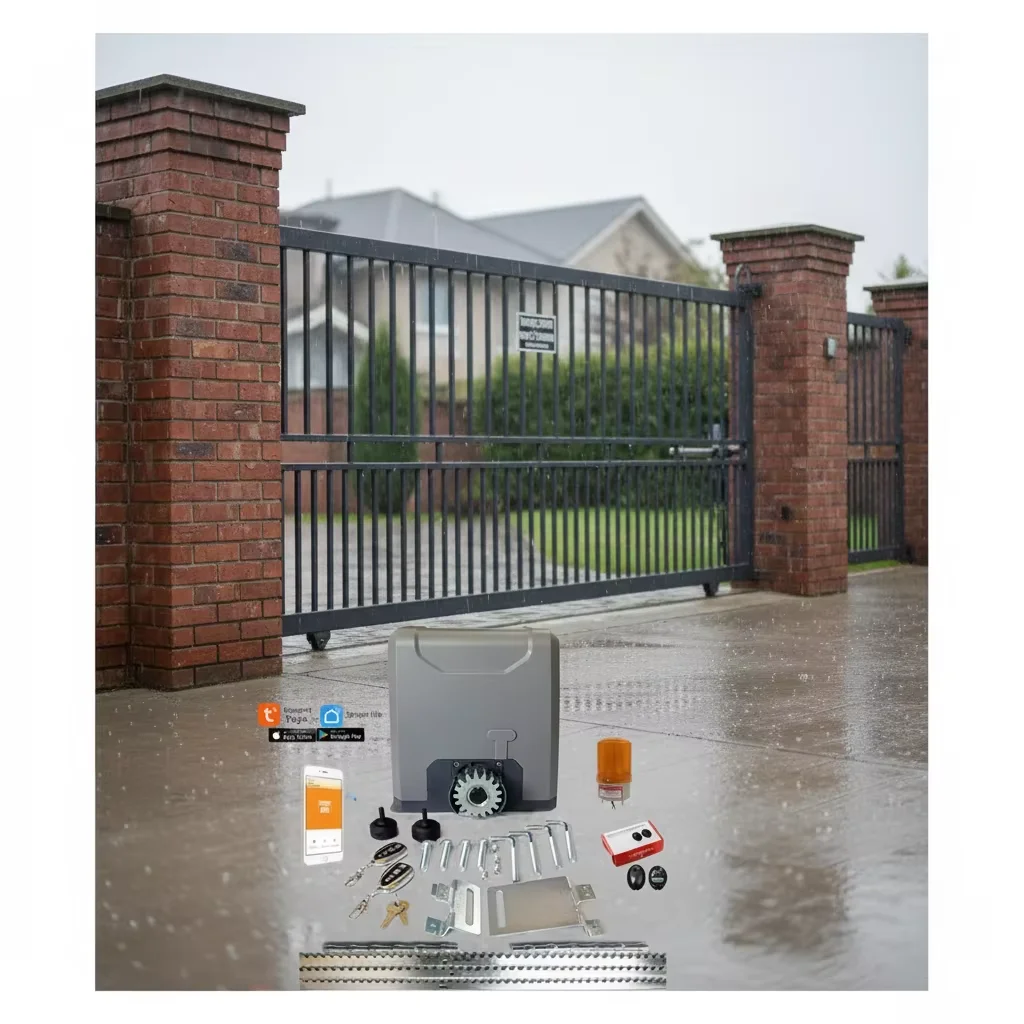 AC220V or AC110V 2000KGS Sliding Gate Opener With Gear Rack 6 Pcs TUYA WIFI Photocell Sensor And Warning Lamp for Sliding Motor