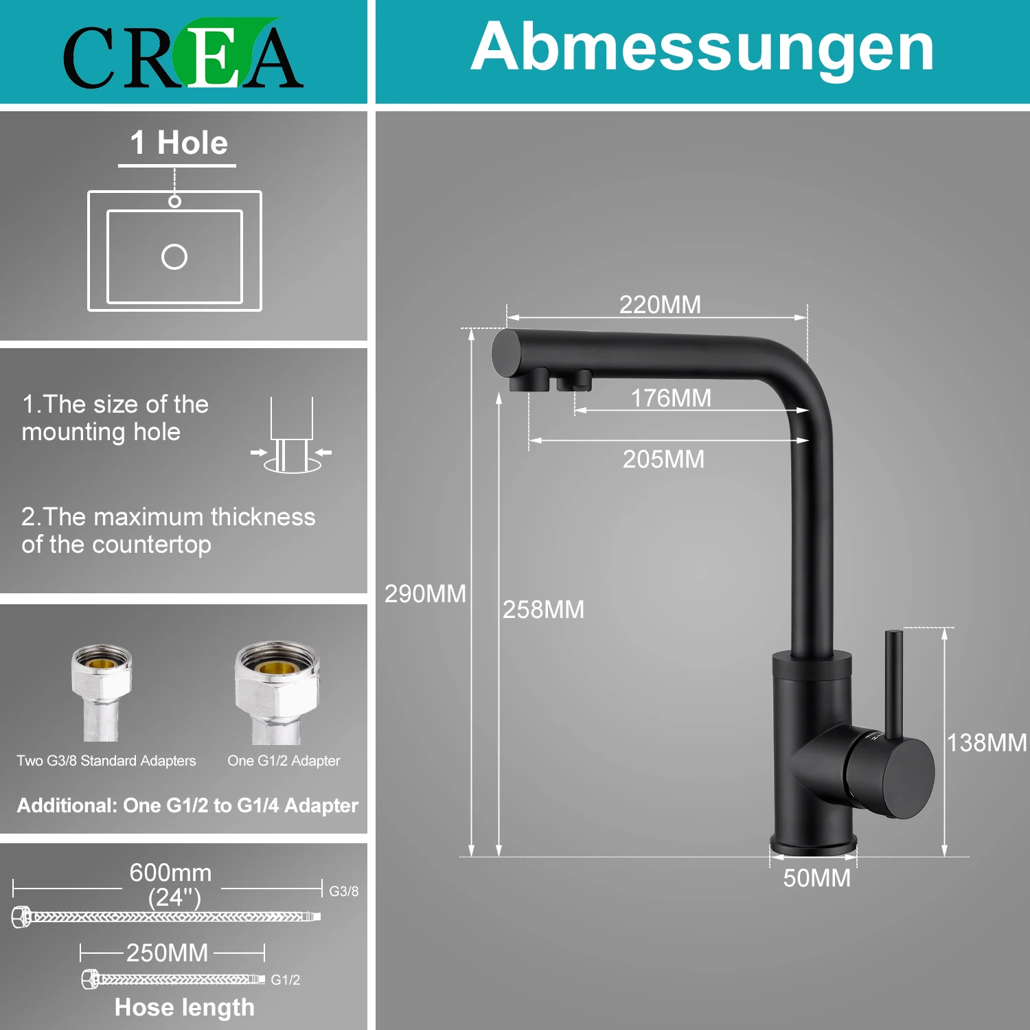 360 Rotating 3 WAY Mixer Tap Matte Black Drinking Water Stream Waterfall Faucet Kitchen Sink Faucet