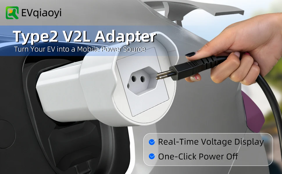 EVqiaoyi Typ 2 V2L Entladegerät-Adapter 16A Brasilien Typ2 Entladegerät für BYD Dolphin Chery Geely EX2 Renault – Detail 1