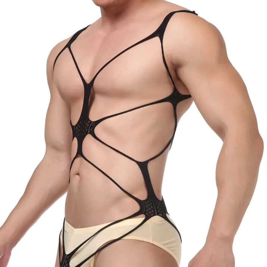 Men's Hollow Fishnet Lingerie See Through Bodystocking Full Body Stockings Suits Sexy Babydoll Underwear Plus Size for Man 3XXXL view 3