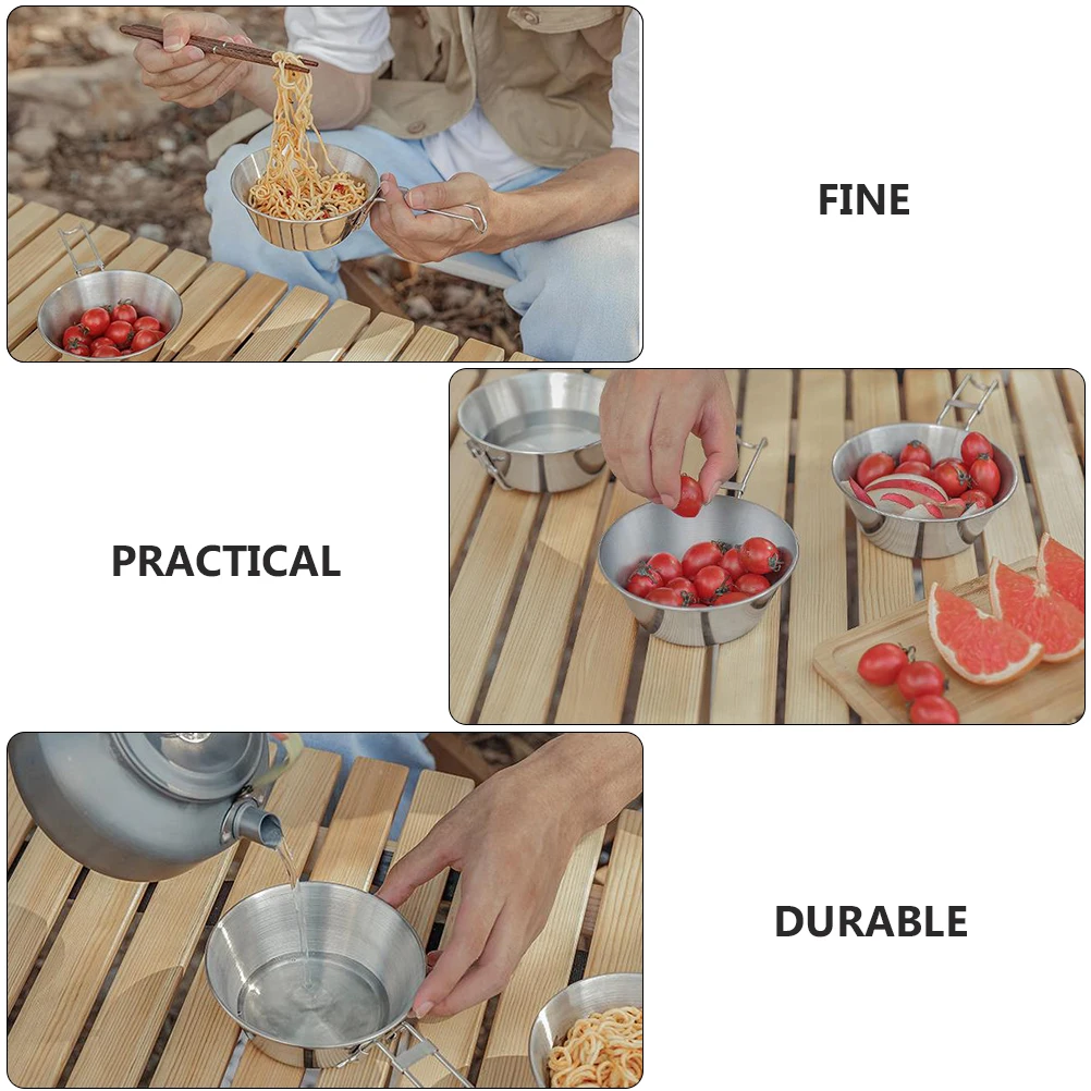 

Stainless Steel Folding Cup Portable Outdoor Camping Water Cup For Hiking Tea Coffee Travel Multifunctional Bowl Fruit Storage