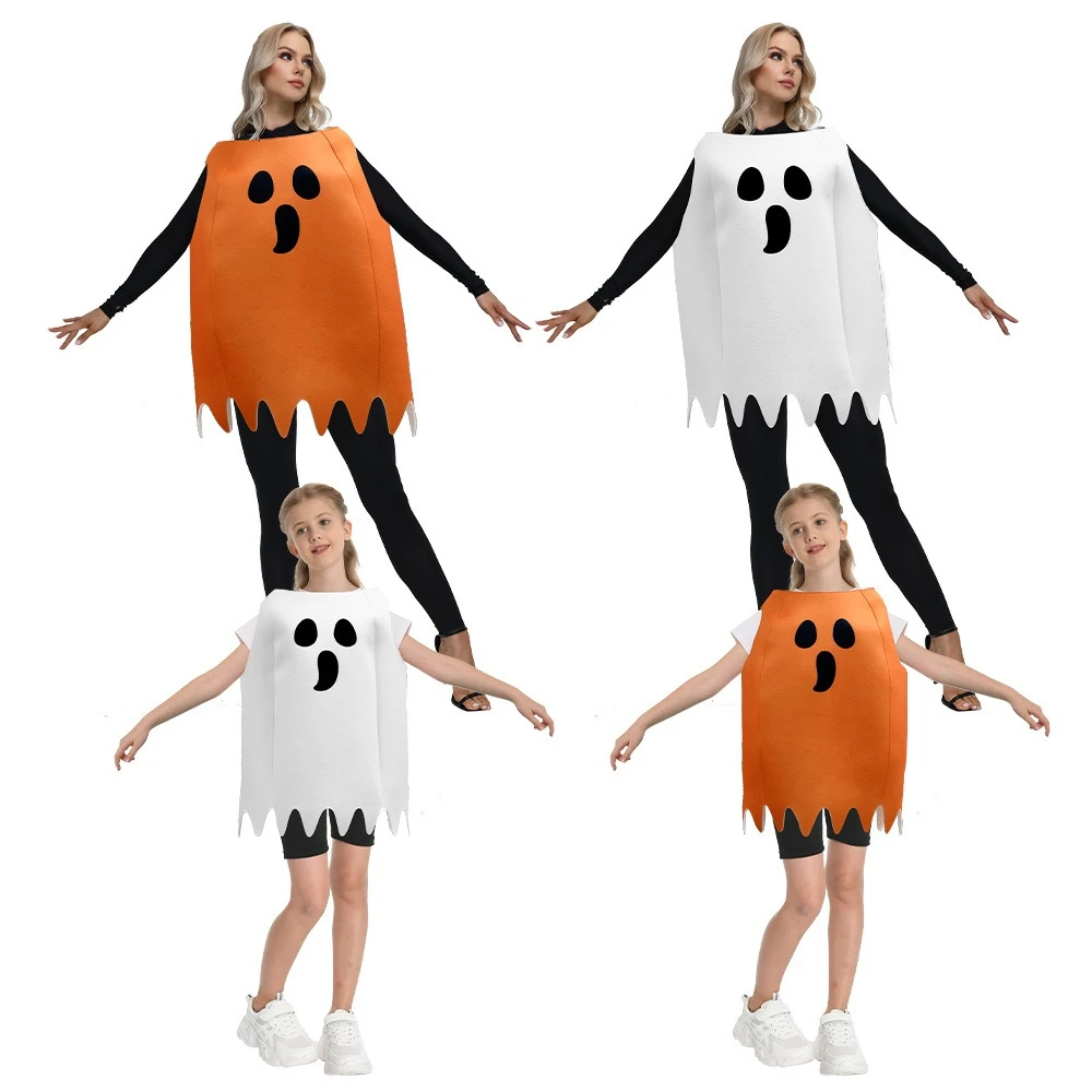 

Halloween Ghost Prank Costumes Adult Boy Girl Party Disguise Clothes Festival Performance Outfits Pumpkin Family Matching Suit