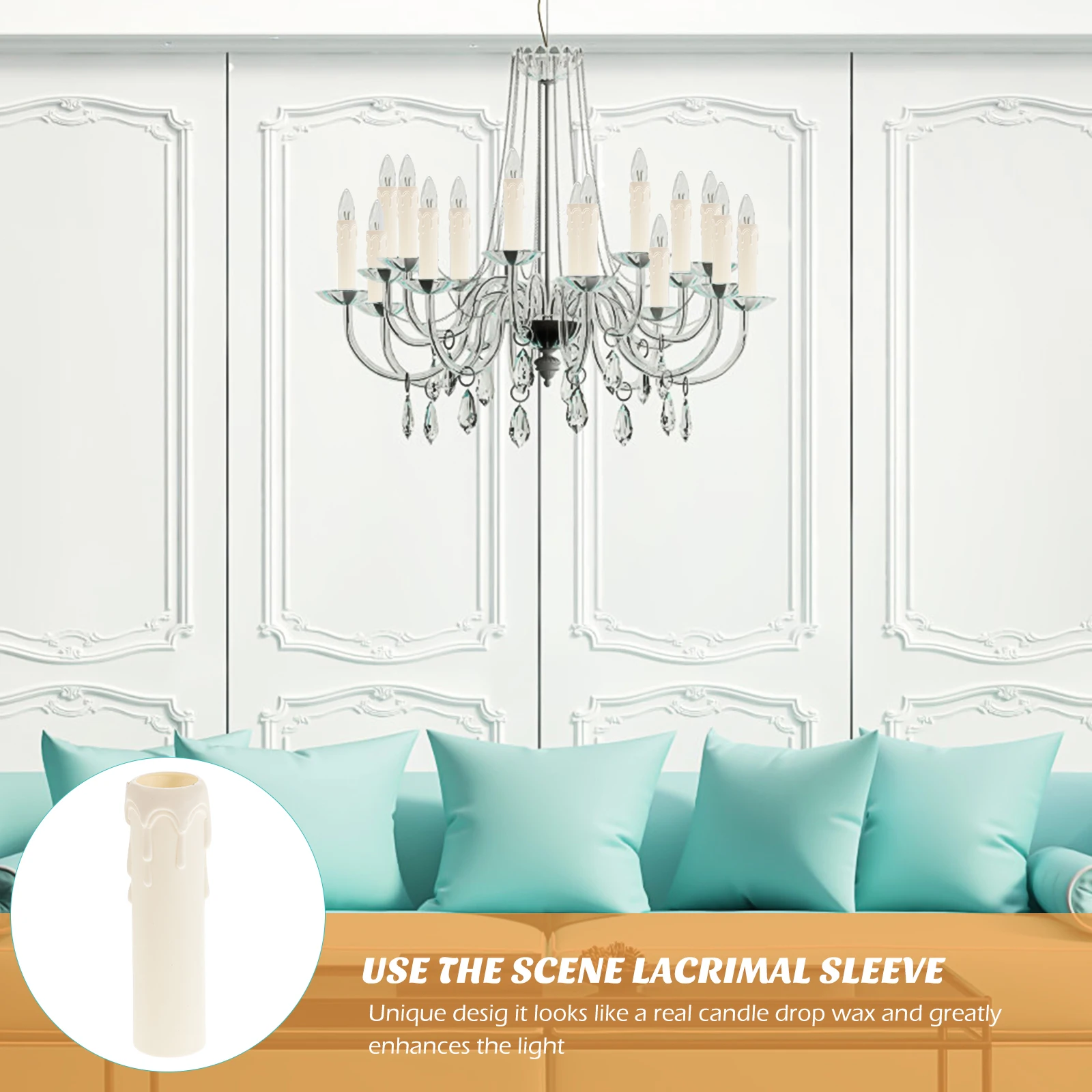 

20 pcs Tear Shaped Plastic Sleeves Chandelier Covers Crystal Drip Sockets Retro Style Waterproof Lighting Accessories