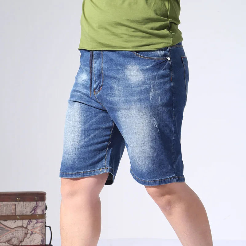 Plus Szie 9XL Denim Shorts Men Summer Elastic Waist Jeans Shorts Baggy Cargo Shorts Fashion Streetwear Short Pants Male Big Size