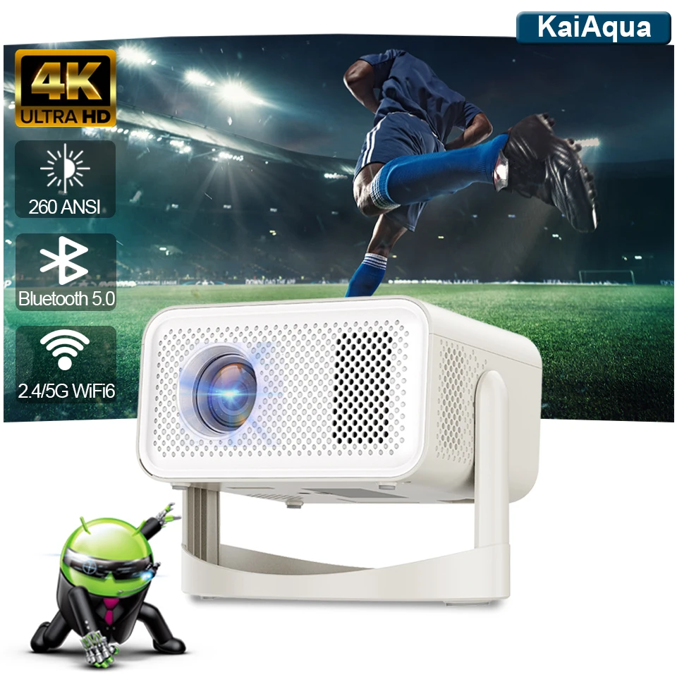 KaiAqua Proyector HT23 Plus 4K Android 11 Dual Wifi6 340 ANSI Allwinner H713 BT5.0 1080P 1280*720P Cine en casa Proyector al aire libre