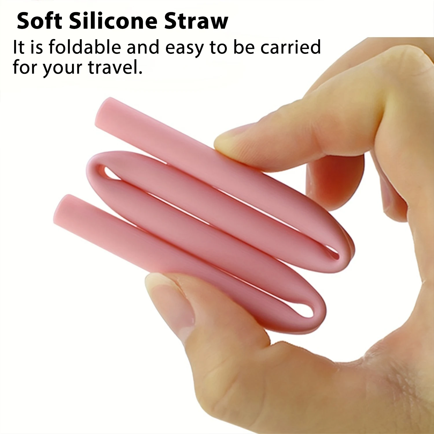 Reusable Silicone Drinking Straws Set with Cleaning Brushes, 10inch long Flexible Portable Straws, for Water Juices Smoothies