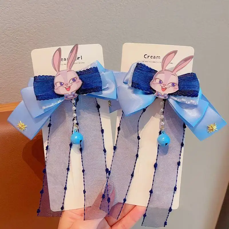 Disney Judy Hopps Nick Wilde, tarjeta de pelo dulce de alto valor facial, tocado de dibujos animados, bonito lazo de actuación para fiesta, regalo de decoración para niña