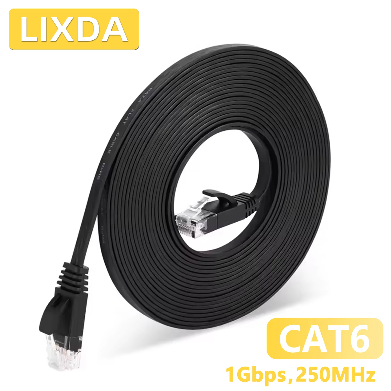 

Cat6 UTP Ethernet Cable RJ45 Flat Patch Cord RJ45 Black Network Cable 4 Twisted Pair PVC Internet Lan Cable Laptop Cat6