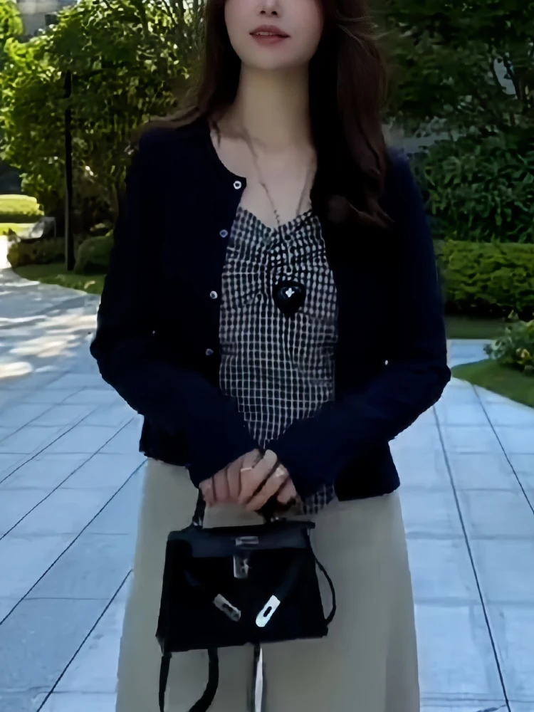 Faionable Versatile Pure Desire Sle Women's Two-Piece Set Casual Long Sve T-irt And Cardigan Autumn New Design