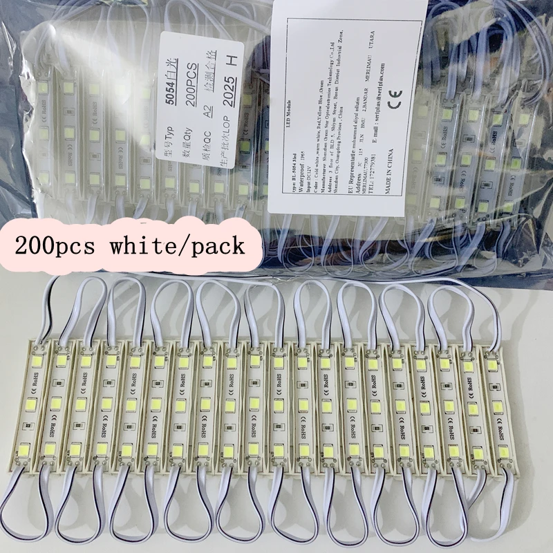 

200pcs/pack SMD 5054 LED Module 0.9W DC 12V 3LEDS white color Advertisement Design High Quality LED Module Lighting