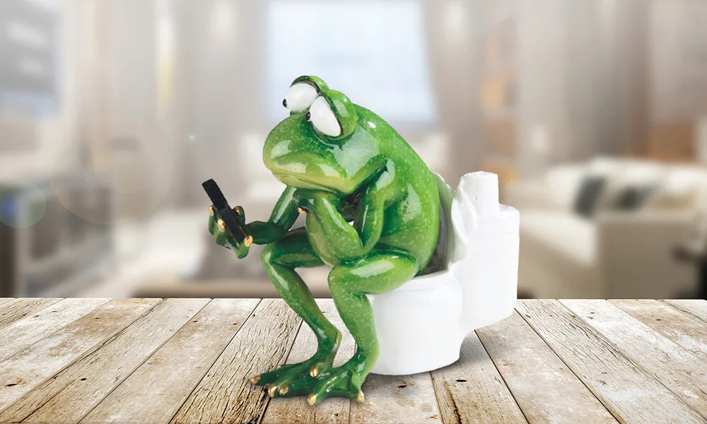 

5.75 inches wide frog sitting toilet statue funny animal decoration statue room decoration - Animal sculpture,