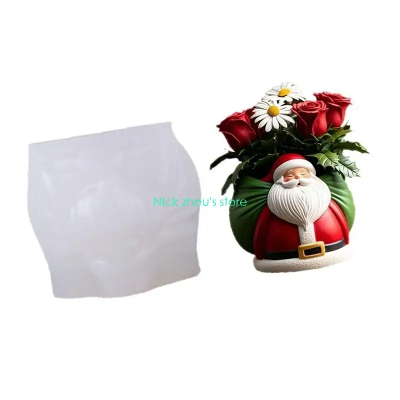 E15E قالب سيليكون سانتا زارع متعدد الأغراض حرفة أسمنتية وديكور عصاري