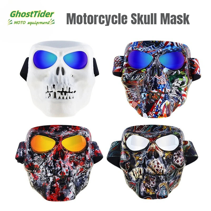 

Motorcycle Skull Mask Outdoor Sport Goggles For Cosplay Costume Halloween Party Movie Props Skull Full Face Protective Mask