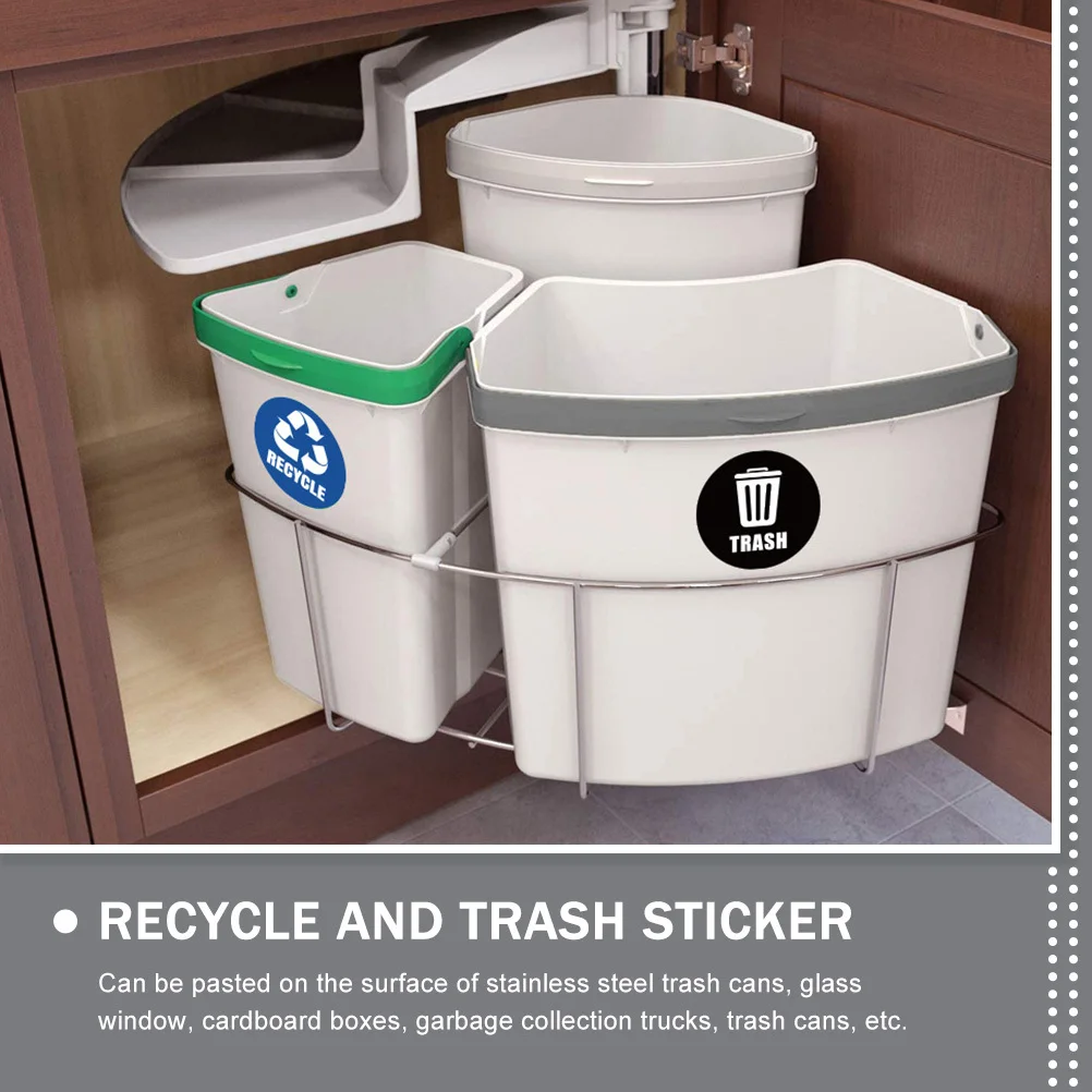1Set Mülleimer Recycling Aufkleber PVC Wasserdicht Abnehmbare Müll Sortierung Aufkleber Aufkleber für Bins Windows Lkw