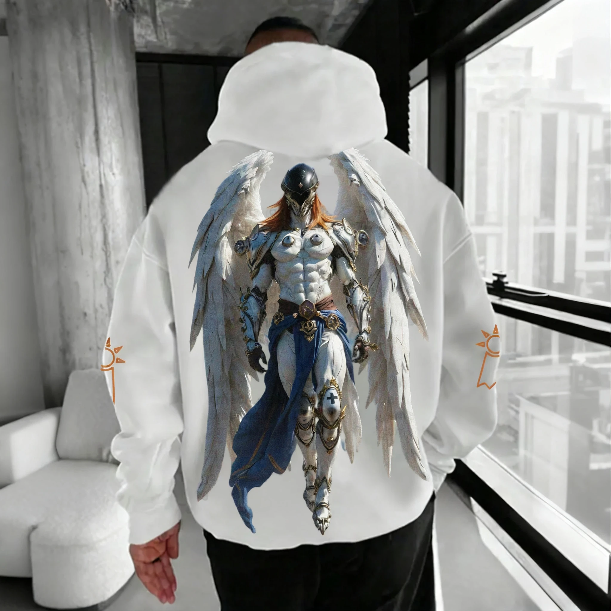 Digimon Adventure-Sudadera con capucha y cremallera para hombre, suéter holgado informal con estampado de Anime Angemon, tendencia americana Y2K, otoño/invierno, 2025