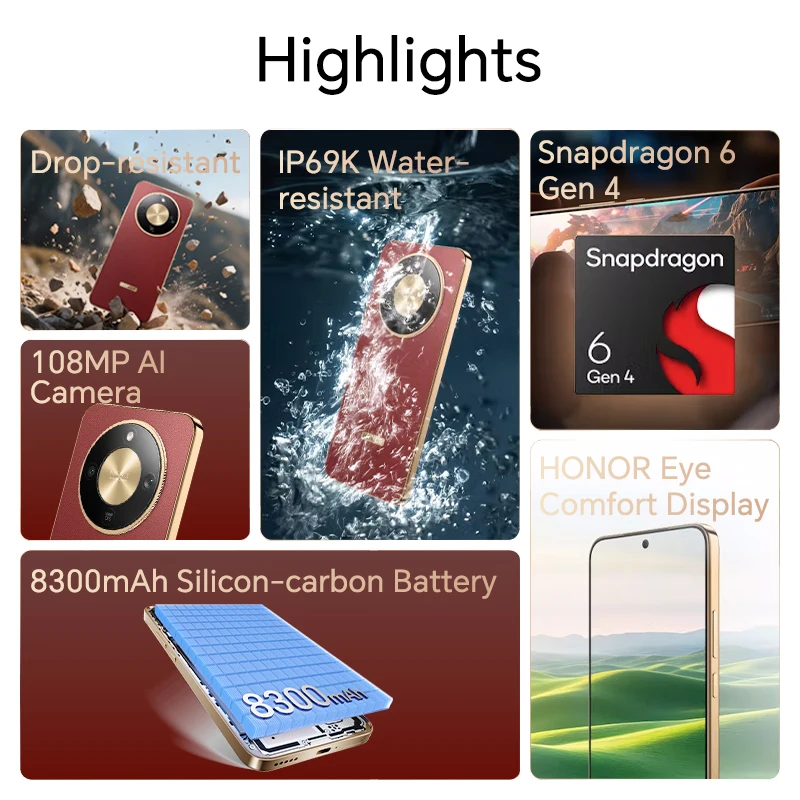 Honor X9D 5G Smartphone Global Version Snapdragon 6 Gen 4 SGS