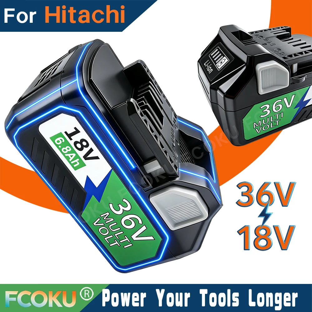 

For HiKOKI Hitachi 18V 36V MultiVolt 6.8Ah Li-ion Battery Compatible with Metabo HPT BSL36A18 BSL36B BSL1850 BSL1860 Power Tools