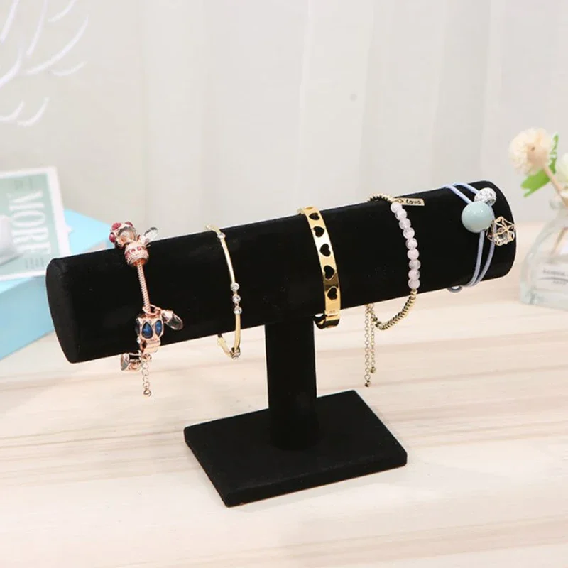 Single Tier Velvet Bracelet Chain Watch T-Bar Rack Jewelry Hard Display Stand Holder Jewelry Organizer High Qualitydisplay Stand