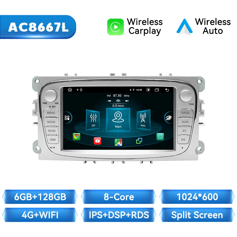 Draadloze Carplay Android Auto Radio Speler Voor Ford Focus 2 Mondeo S Max C Mondeo Galaxy Transit Connect 2010 Kuga Auto Multimedia