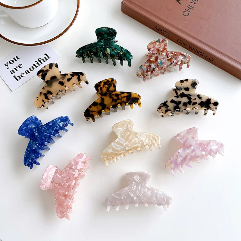 2023 Korea Fashion New 8.5CM Medium Leopard Hair Claws Clips Accessories Beautiful Acetate For Women Girls Hairpins Headwear