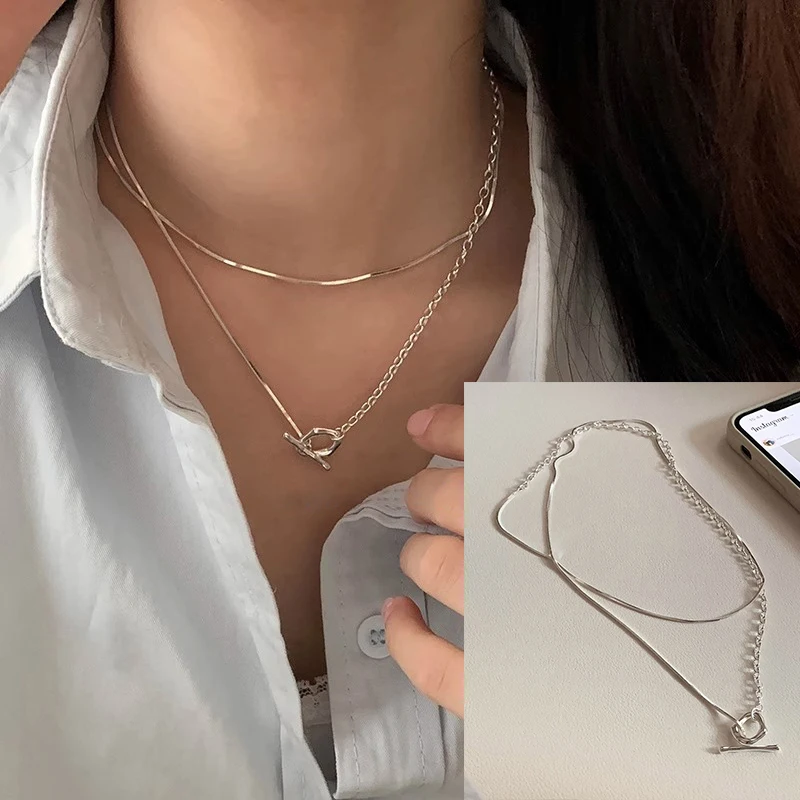 Women's 925 Sterling Silver Line Necklace
