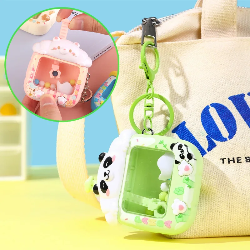 Mini Claw Machine Keychain Mini Arcade Game Pendant Funny Finger Toy Bag Gift Backpack Charm Cute