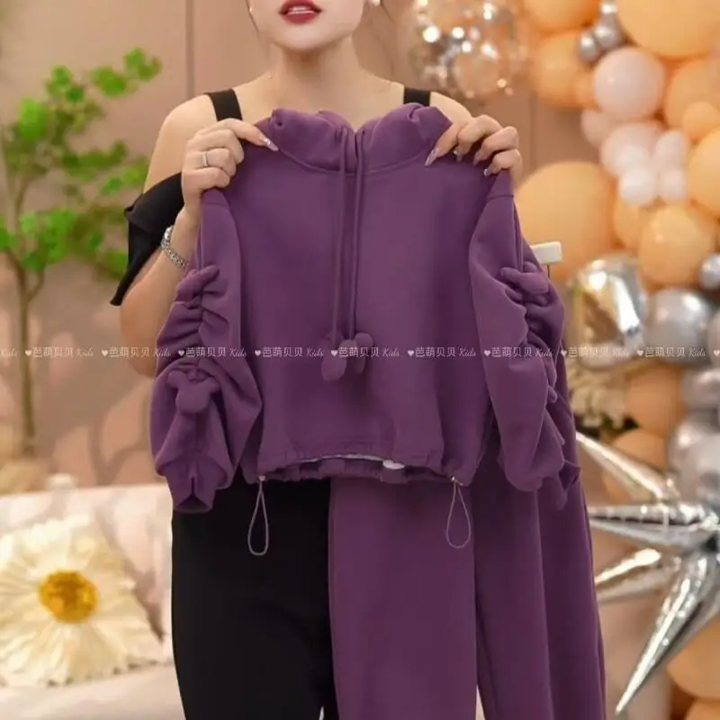 

Kawaii комплект спортивной одежды для девочек, трендовое осеннее и зимнее пальто, модное утепленное новое студенческое повседневное модное детское пальто с героями мультфильмов