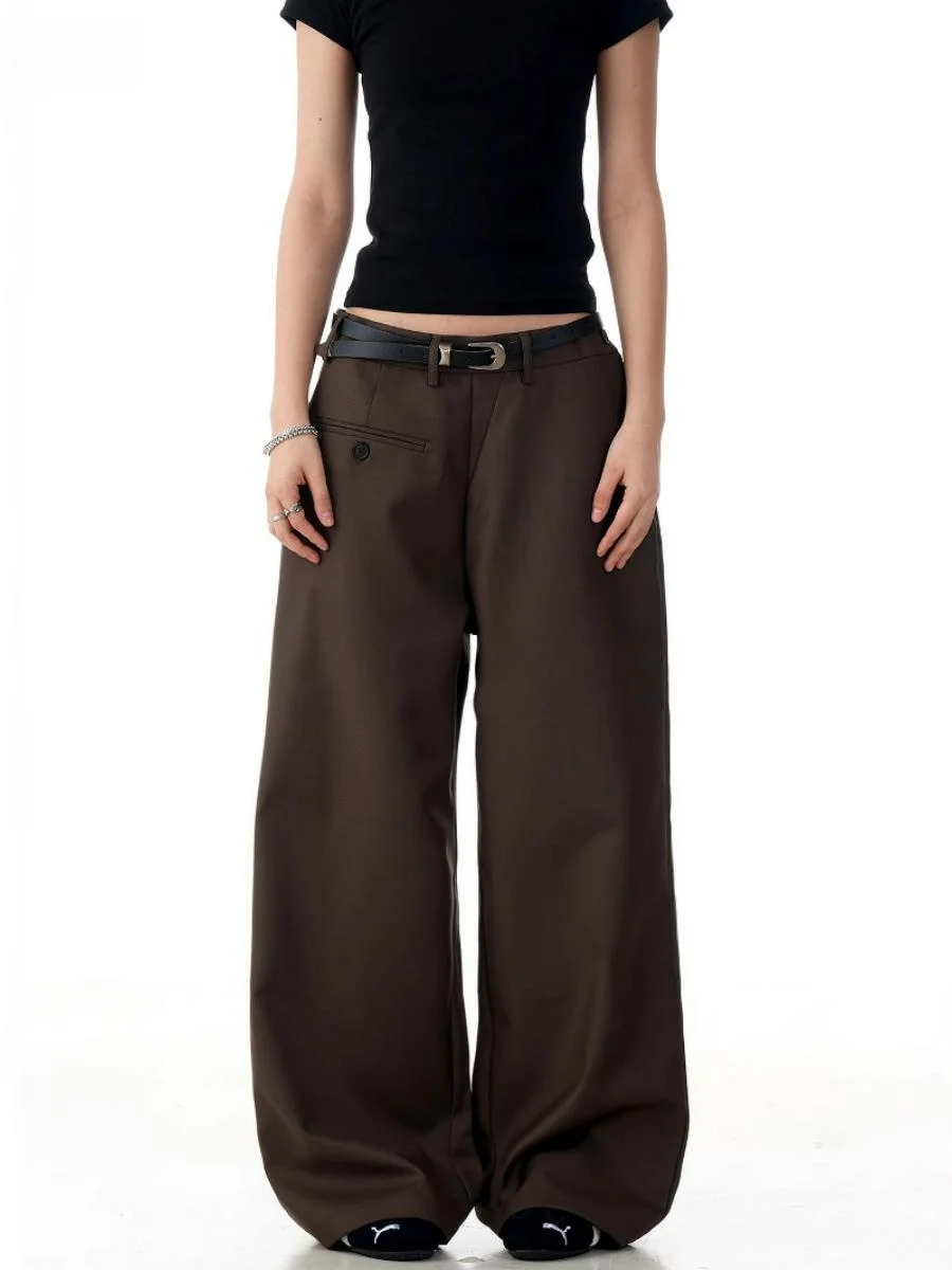 

Мужские и женские повседневные свободные брюки в стиле ретро в стиле ретро, прямые брюки с высокой талией, длинные брюки, модные универсальные брюки...