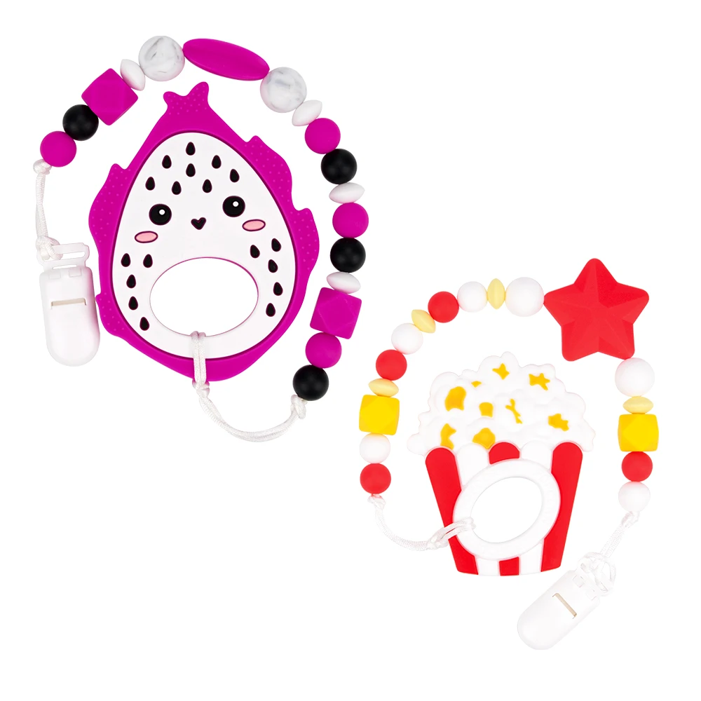 DIY Set Silicone Beads Teether Set Panda BPA Free DIY  Custom Pacifier Clip Chain Baby Teething Necklace Toy Pacifier Chain