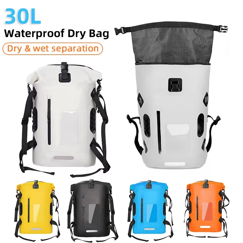30l-waterproof-dry-bag-fishing-backpack-drift-swimming-river-trekking-shoulder-bait-fishing-bucket-gear-diving-rafting-kayak-bag