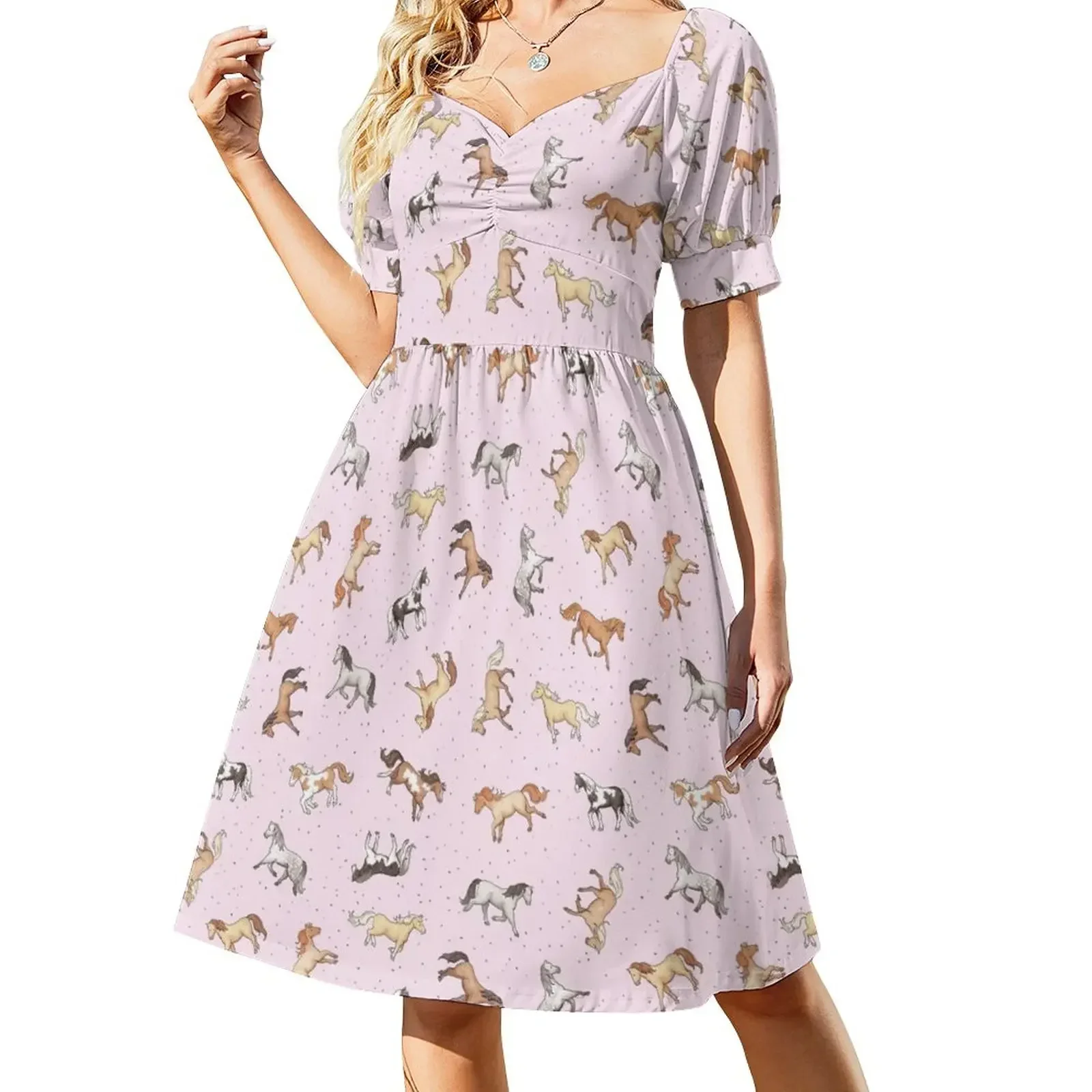 

Scattered Horses spotty on cherry blossom pink pattern Sleeveless Dress Women dresses summer women's summer dresses 2025 Dress